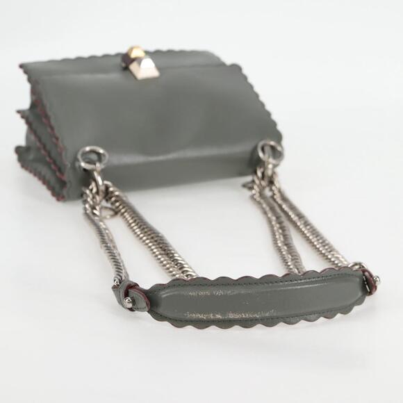 FENDI Chain Shoulder Bag Leather Gray Silver - Picture 7 of 12